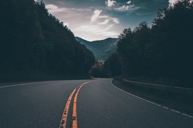 a backcountry road in mountainous terrain